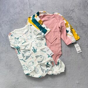 Carter's Baby Girl‎ Bundle 4 Pc 9M+12M Sleeper Floral Bodysuits (Lot 5pc ) NWT